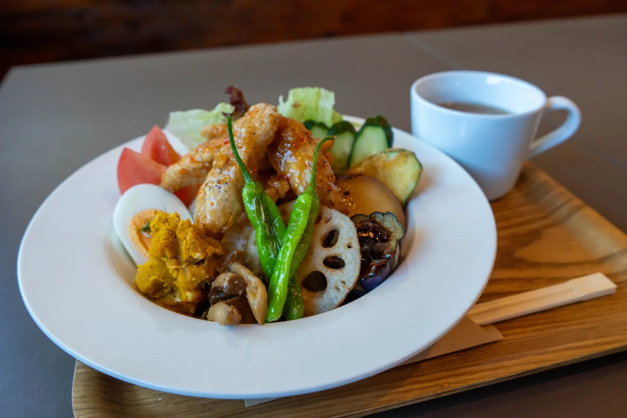 Chicken bowl with colourful vegetables